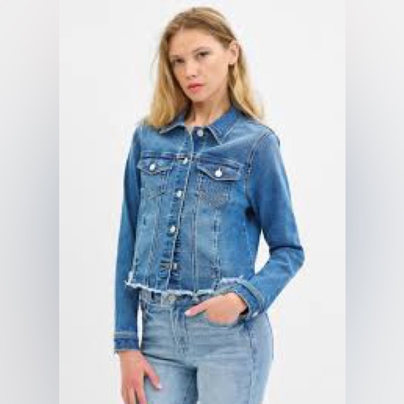Anthropologie Pilcro Classic Blue Denim Trucker Jacket - Picture 1 of 9